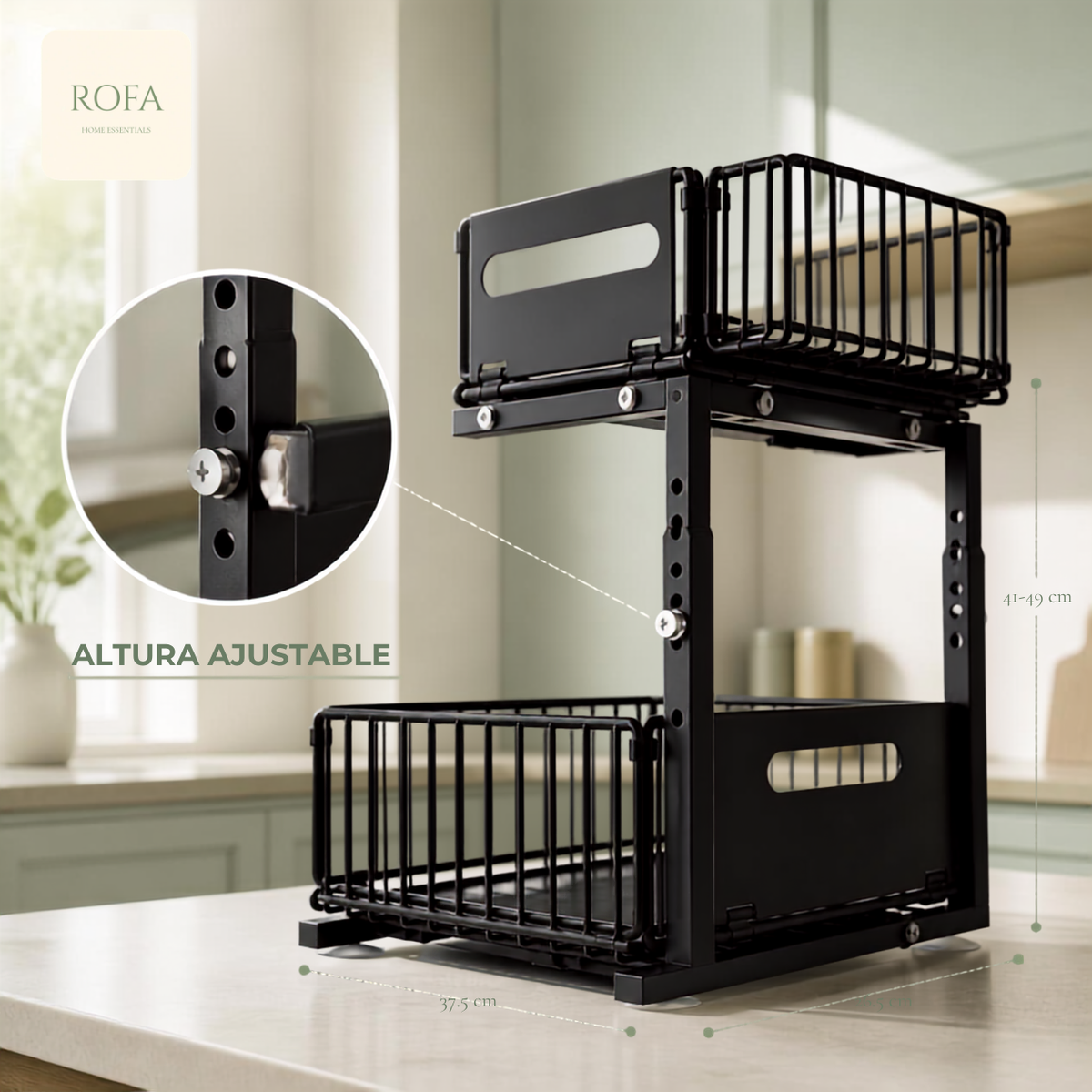 Organizador extraíble de 2 niveles para armario ROFA – vista 3