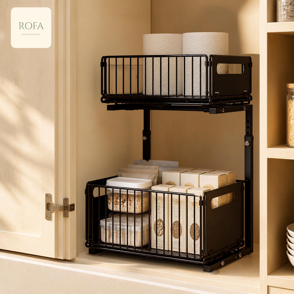 Organizador extraíble de 2 niveles para armario ROFA – vista 9
