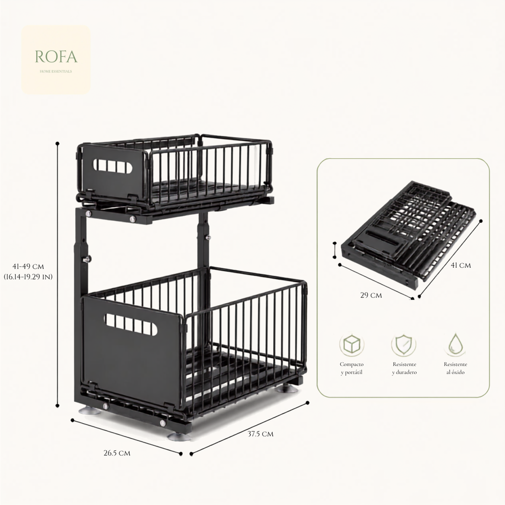 Organizador extraíble de 2 niveles para armario ROFA – vista 6