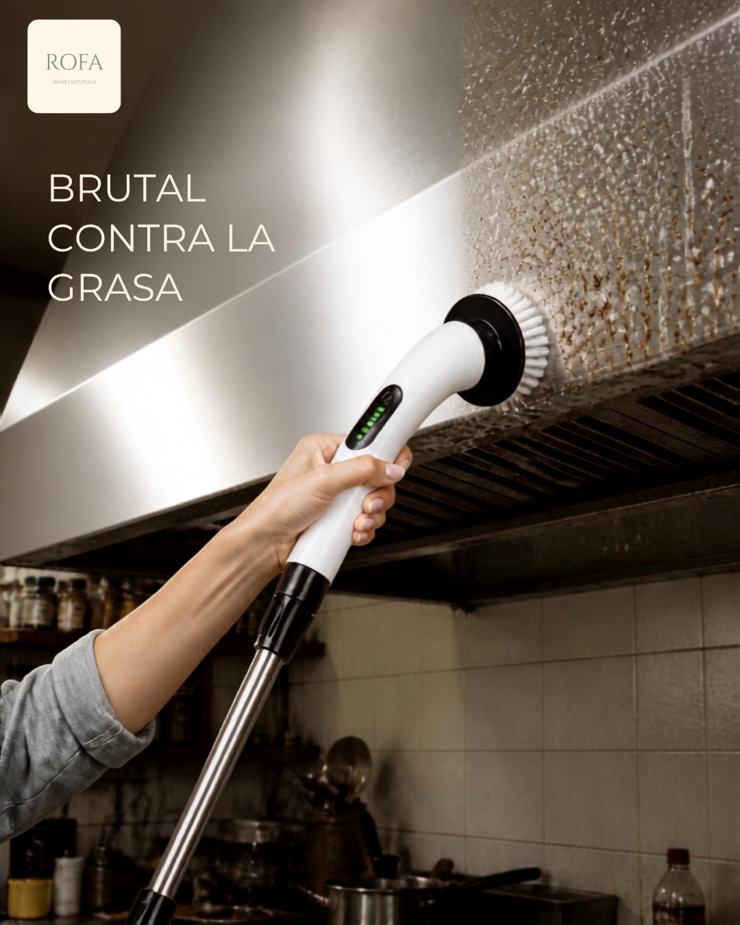 ROFA CleanBrush™ con mango extensible para limpiar grasa en la cocina