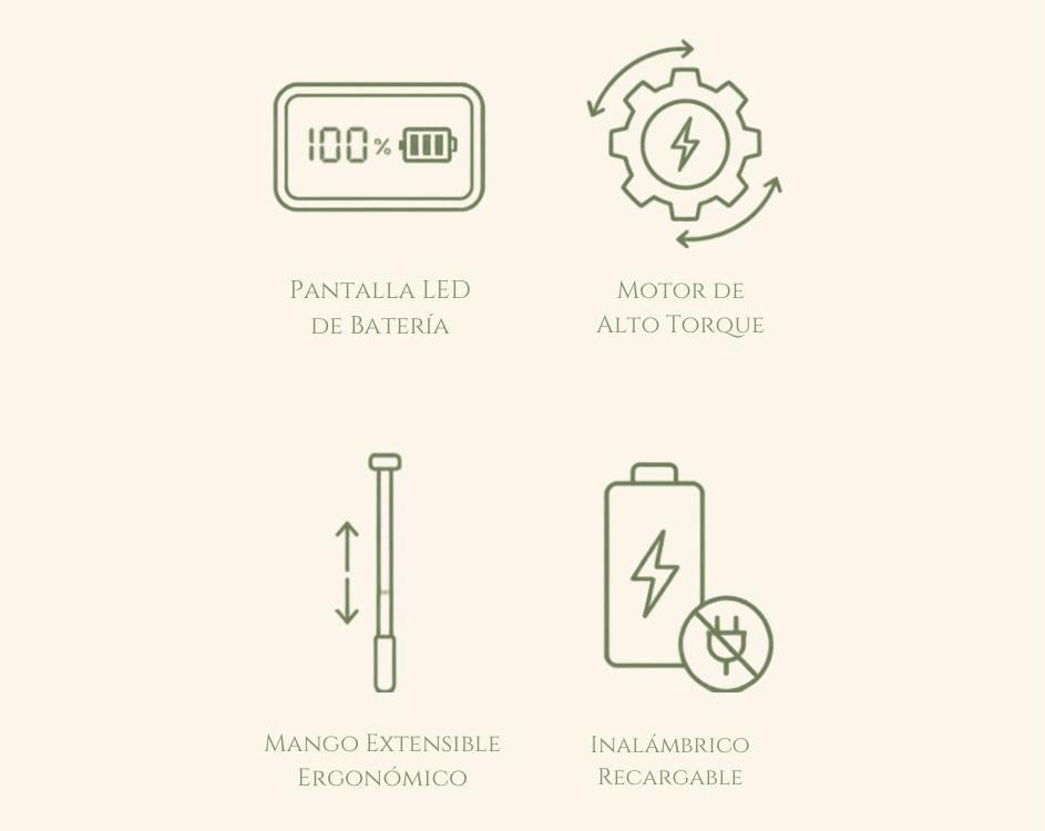 Pantalla LED, motor de alto torque, mango extensible y batería recargable del cepillo eléctrico ROFA